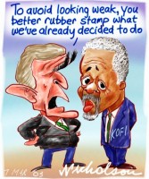 Kofi Annan Bush UN rubber stamp 1