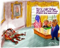 Uday Qusay Oval Office stuffed mounted 2nc