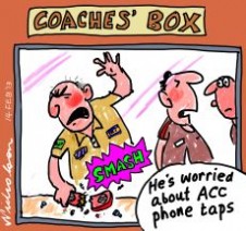 ACC phone taps on footballers re drugs sport cartoon 2013-02-14
