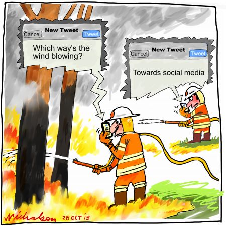 NSW bushfires firefighters and public communicate via Twitter 2013-10-28 