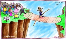 Obama temporarily averts Fiscal Cliff cartoon 2013-12-02 