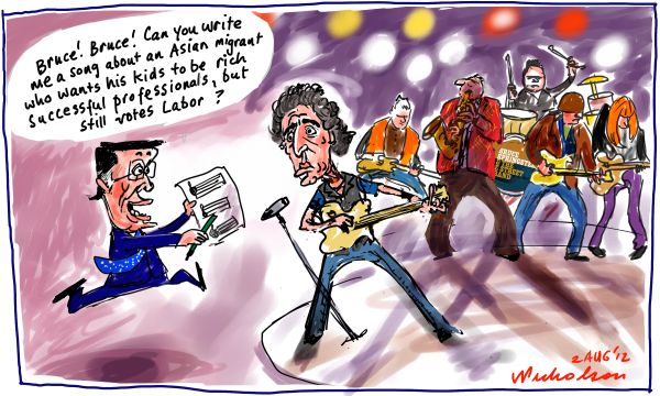 2012-08-02 Wayne Swan loves Bruce Springsteen's take on politics, asks for song