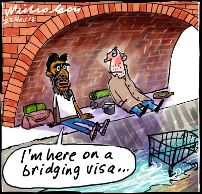  Labor Government  brings in bridging visas a la Pacific solution asylum seekers refugees cartoon 2012-11-22