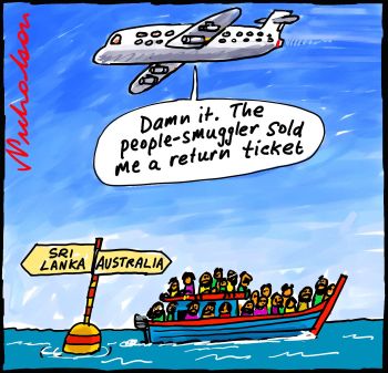  Many Sri Lankan boat people returned immediately because not Tamil asylum seekers refugees cartoon  2012-11-23