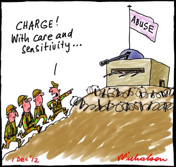 Roberts-Smith inquiry into abuse in Defence Department charge cartoon 2012-12-01