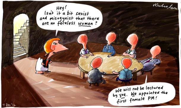 ALP factions back-room deals slammed Faceless women cartoon 2012-12-07 