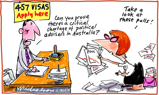 457 visas and Julia Gillard staff appointments cartoon 2013-03-06