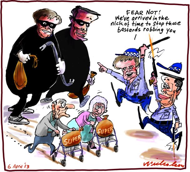 Swan Shorten to rescue on superannuation cartoon 2013-04-06