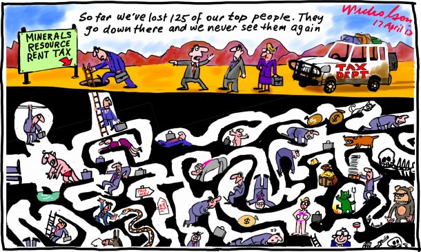 MRRT Mining Resources Rent Tax experts stumped lost underground cartoon 2013-04-17