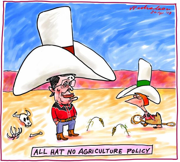 Labor fakes Agriculture Policy cartoon business 2013-04-20
