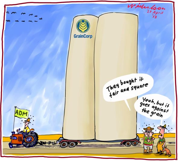 Graincorp to be taken over by ADM cartoon 2013-04-27