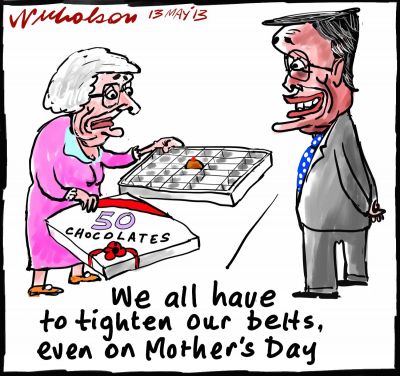 Wayne Swan belts tight budget mother chocolates cartoons 2013-05-13