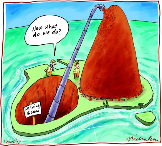 Mining boom over Iron ore surplus Business cartoon 2013-06-01 