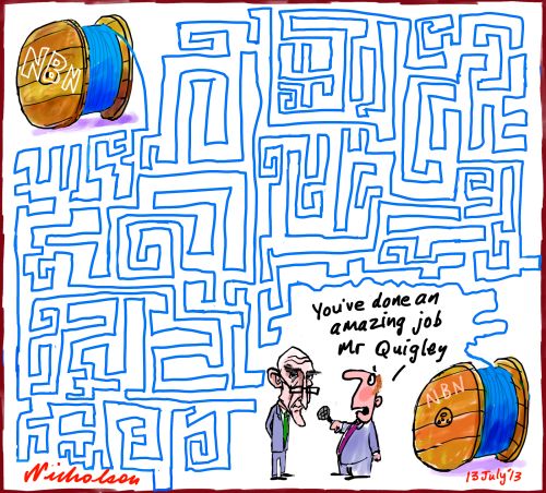 Quigley leaves NBN amazing maze cartoon 2013-07-13