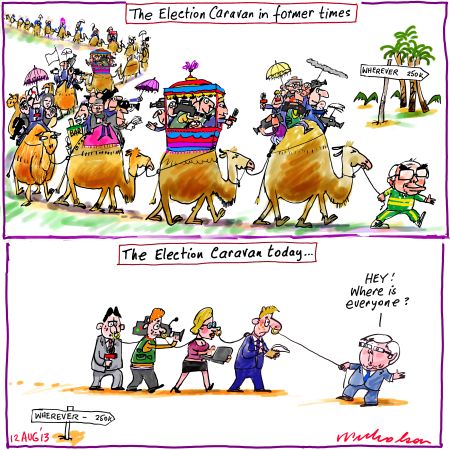 Election caravan has changed Media cartoon 2013-08-12