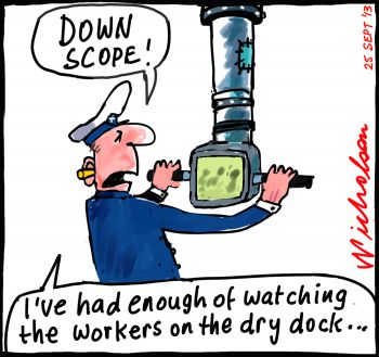 Collins subs in deep water cartoon 2013-09-25
