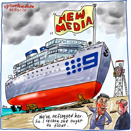Channel 9 new identity as New Media float coming Media cartoon 2013-09-30