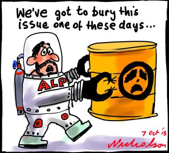 ALP where to bury uranium debate cartoon 2013-10-07