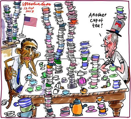 Debt default discussions tea party Obama Boehner 2013-10-12