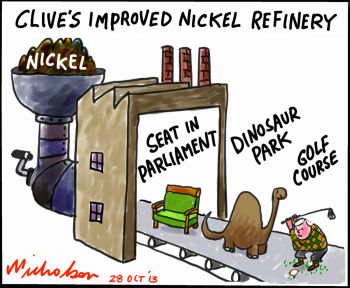 Clive Palmer nickel refinery produces amazing products cartoon 2013-10-28 