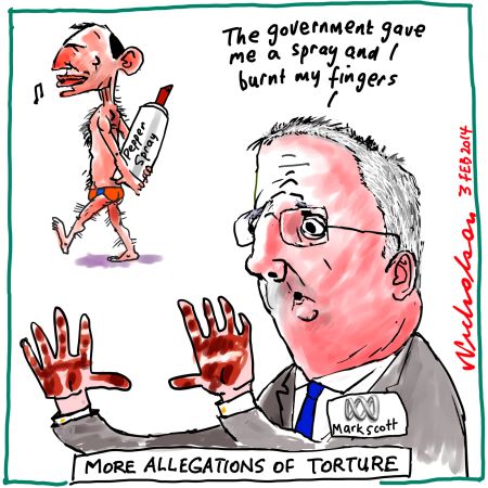 Mark Scott ABC hands burnt asylum seeker accusations against navy cartoons 2014-02-03