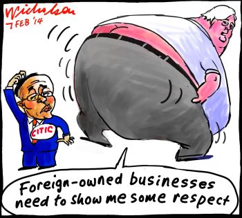 Clive Palmer speaks to Citic cartoon 2014-02-07