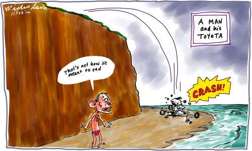 Toyota to close in Australia man truck Abbott cartoon 2014-02-11