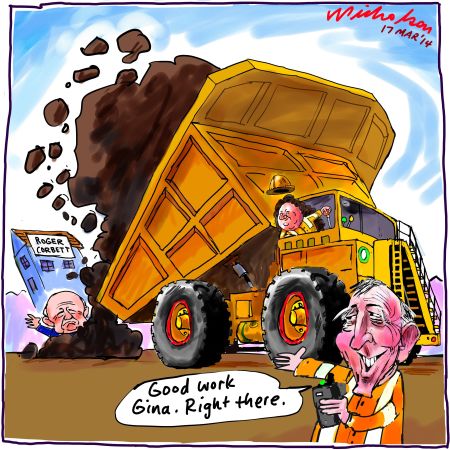 Rinehart Singo dump on Corbett Fairfax Media cartoon 2014-03-17
