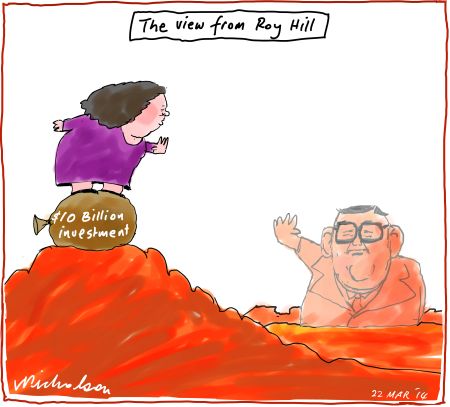  Gina on Roy Hill wave to Lang Business cartoon 2014-03-22