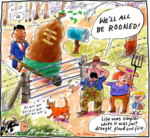 Farmer freaked out by foreign investment in agriculture cartoon 2014-03-29