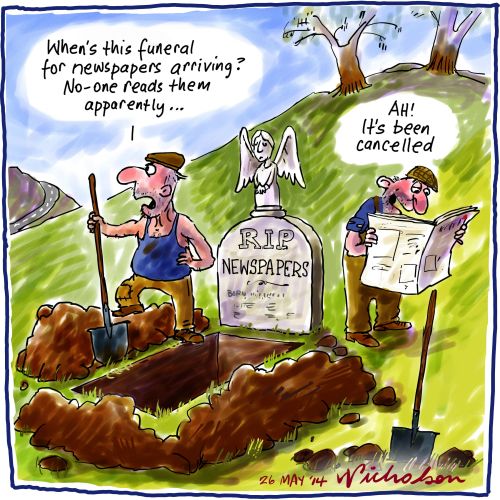 Future of Newspapers not buried Media cartoon 2014-05-26 