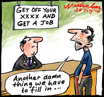 Dole tightened get off your arse cartoon 2014-07-28 