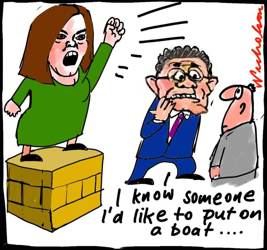 Sarah Hanson-Young soap box on boats cartoon 2014-09-01