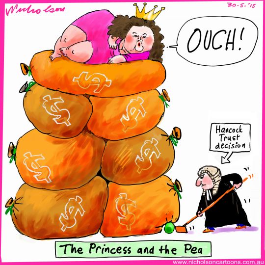 Gina Reinhart Trust princess and pea Business cartoon Australian 2015-05-30
