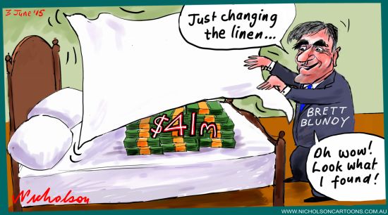 Brett Blundy 41 million linen  Australian cartoon  Margin Call  2015-06-03