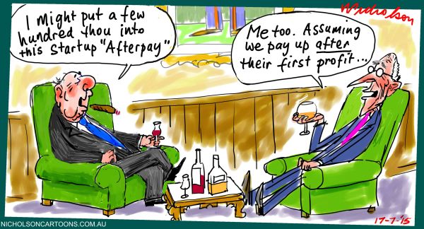 Afterpay raising  margin Call cartoon Australian 2015-07-17