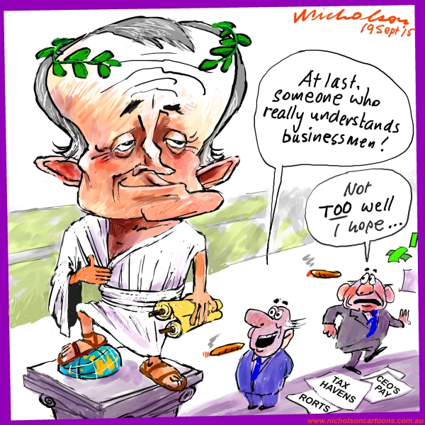 Turnbull the PM for business cartoon Australian business 2015-09-19