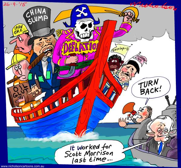 Scott Morrison turn back the world's woes cartoon Australian business 2015-09-26 