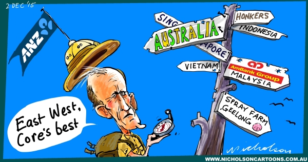 Shayne Elliott ANZ in search of core purpose Australian cartoon Margin Call 2015-12-02