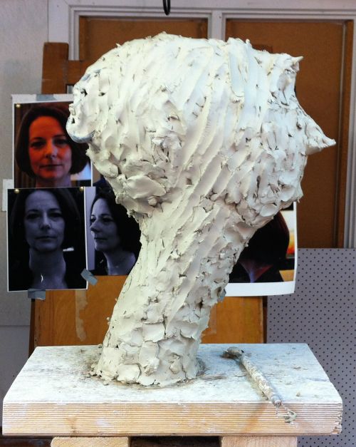 The final Julia Gillard bust for Ballarat being roughed in